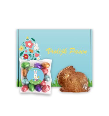Paashaas Gevuldekoek 90 gram RBA en Paaseitjes Assorti 100 gram Brievenbus Paasgeschenk