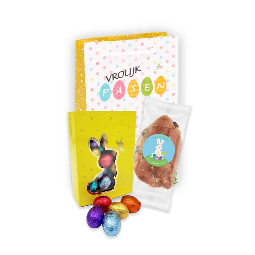 Paastasje met Ministol 100 gram en Paasdoosje met Paaseitjes 275 gram
